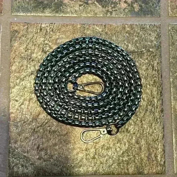 50” round gunmetal Crossbody Chain ~ unbranded - Picture 1 of 4
